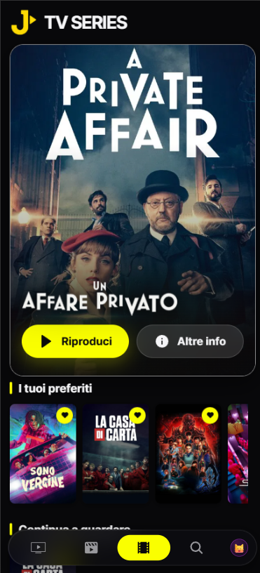Dettaglio serie su telefono con preferiti
